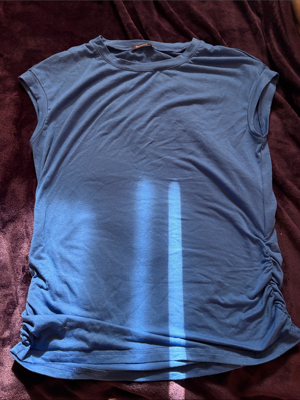 Women’s Blue Sleeveless Side-Ruched Tank Top
